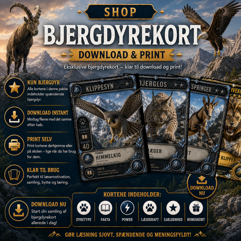 Bjergdyr - læsekort
