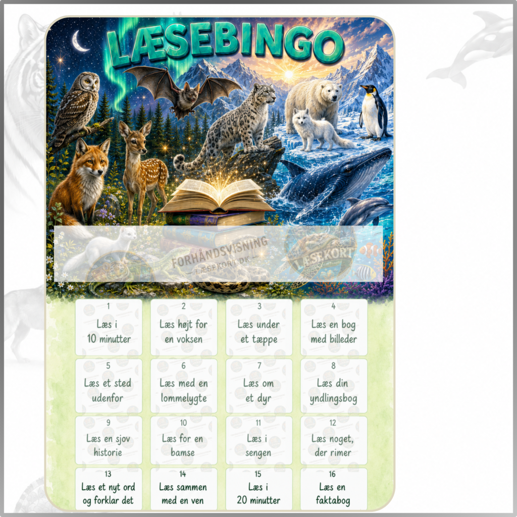 Læsebingo - Dyrekort